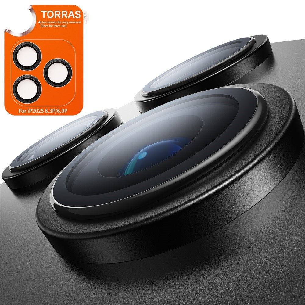 TORRAS iPhone 17 Pro LensGuard Kameralinsebeskyttelsesglas - Sort