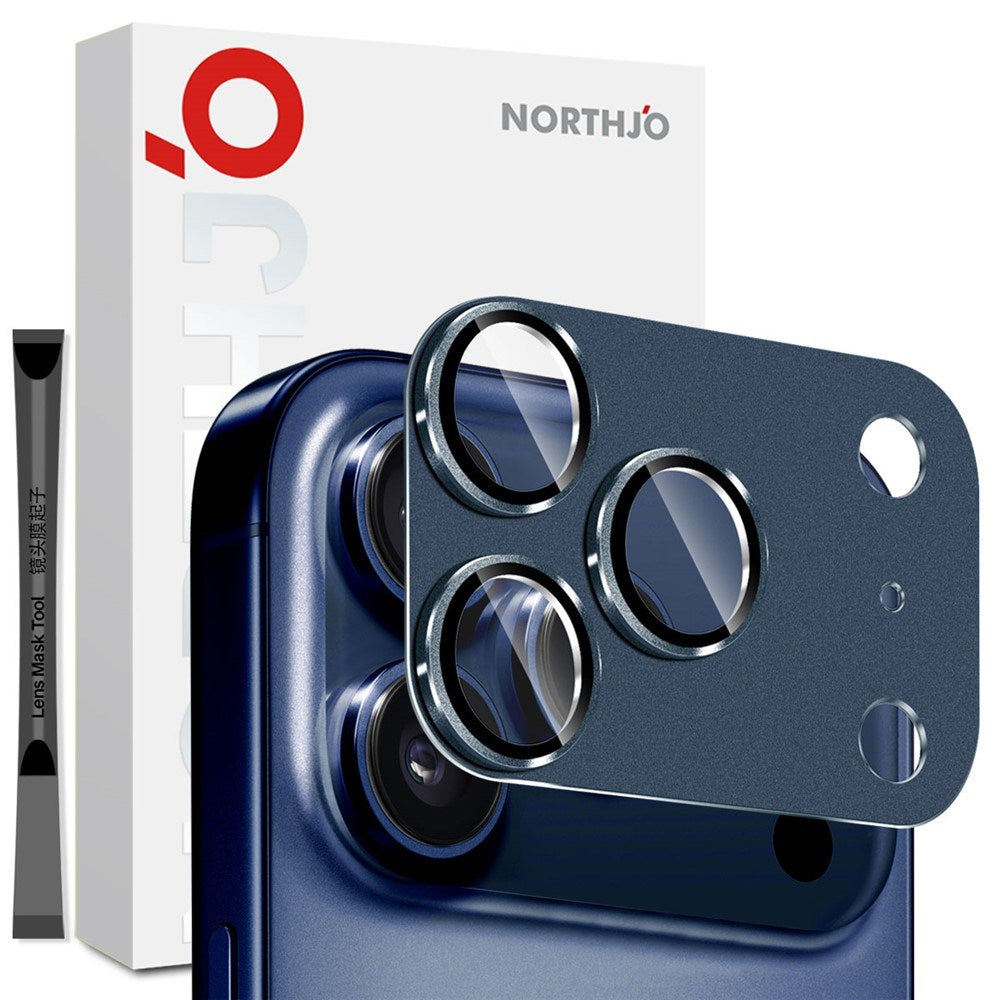 NORTHJO iPhone 17 Pro Kameralinsebeskyttelse - Mat Metal & Glas - Blå