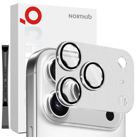 NORTHJO iPhone 17 Pro Kameralinsebeskyttelse - Mat Metal & Glas - Sølv