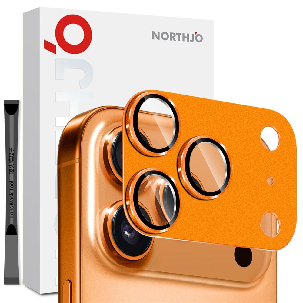 NORTHJO iPhone 17 Pro Max Kameralinsebeskyttelse - Mat Metal & Glas - Orange