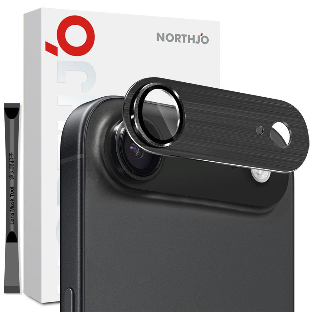 NORTHJO iPhone Air Kameralinsebeskyttelse - Børstet Metal & Glas - Sort