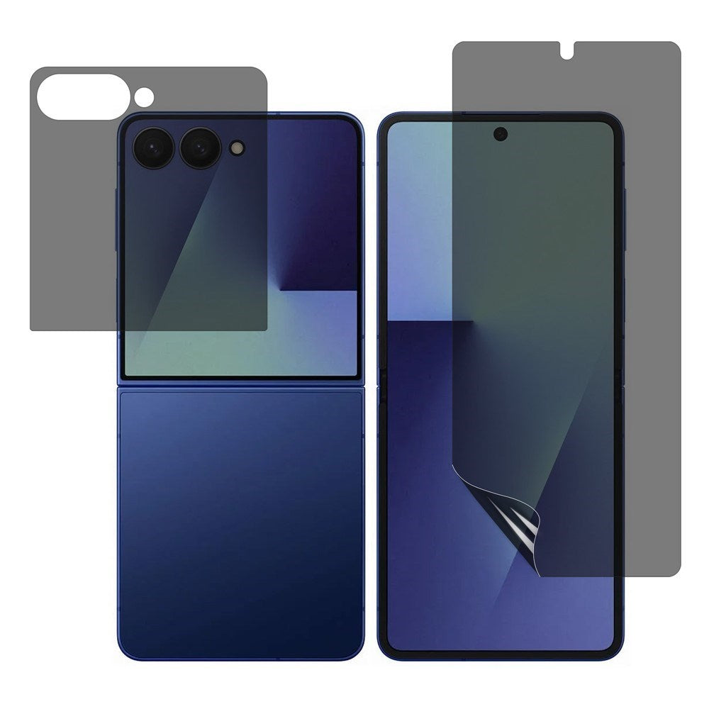 Samsung Galaxy Z Flip8 Beskyttelsesfilm m. Privacy - 2 Dele - Gennemsigtig