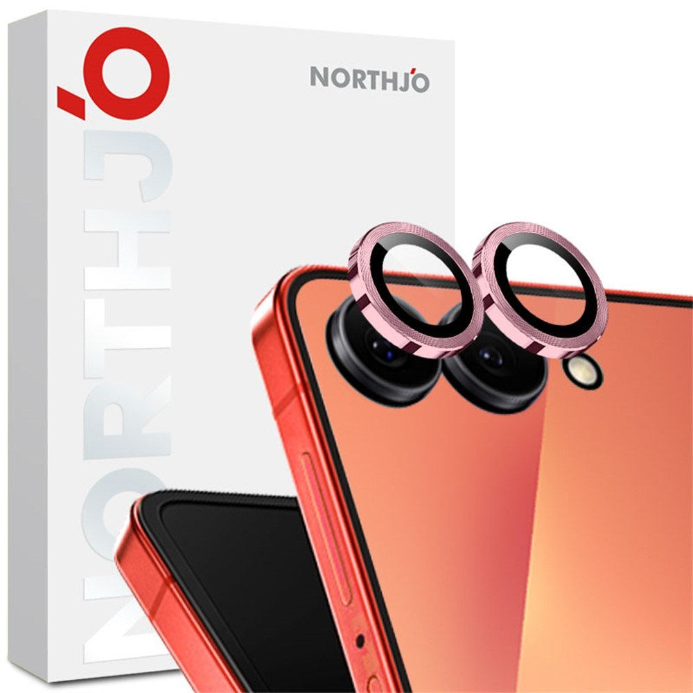 Samsung Galaxy Z Flip8 NORTHJO Kameralinsebeskyttelse - Metal & Glas - Lyserød