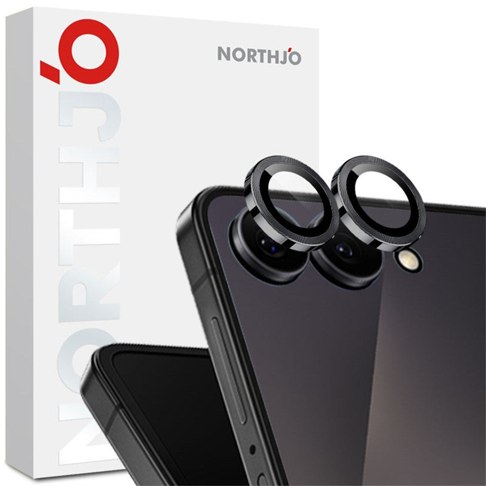Samsung Galaxy Z Flip8 NORTHJO Kameralinsebeskyttelse - Metal & Glas - Sort