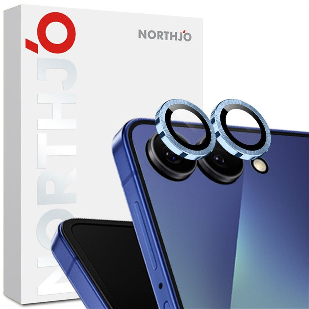 Samsung Galaxy Z Flip8 NORTHJO Kameralinsebeskyttelse - Metal & Glas - Blå