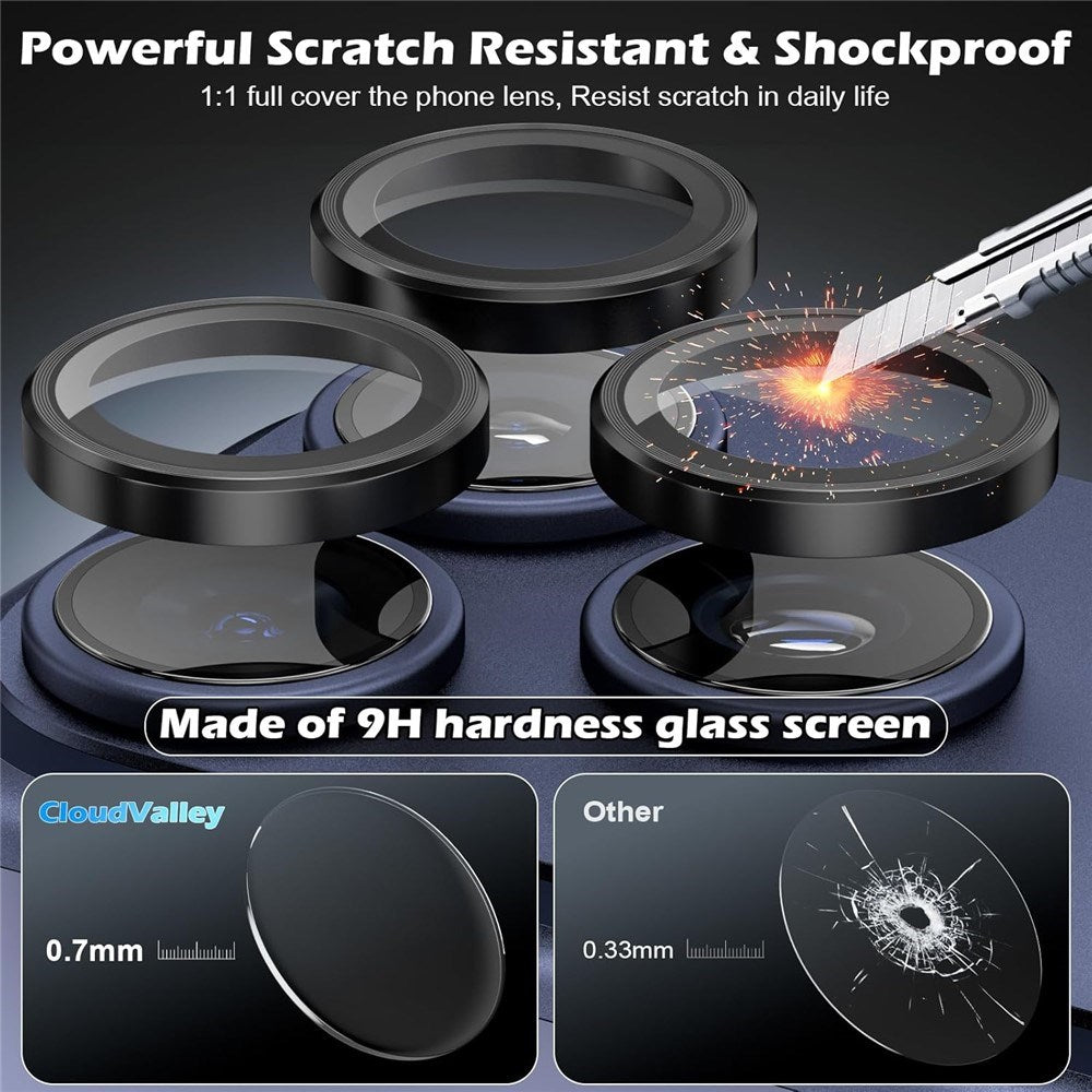 iPhone 18 Pro Max Kameralinsebeskyttelse - Metal & Glas - Sort