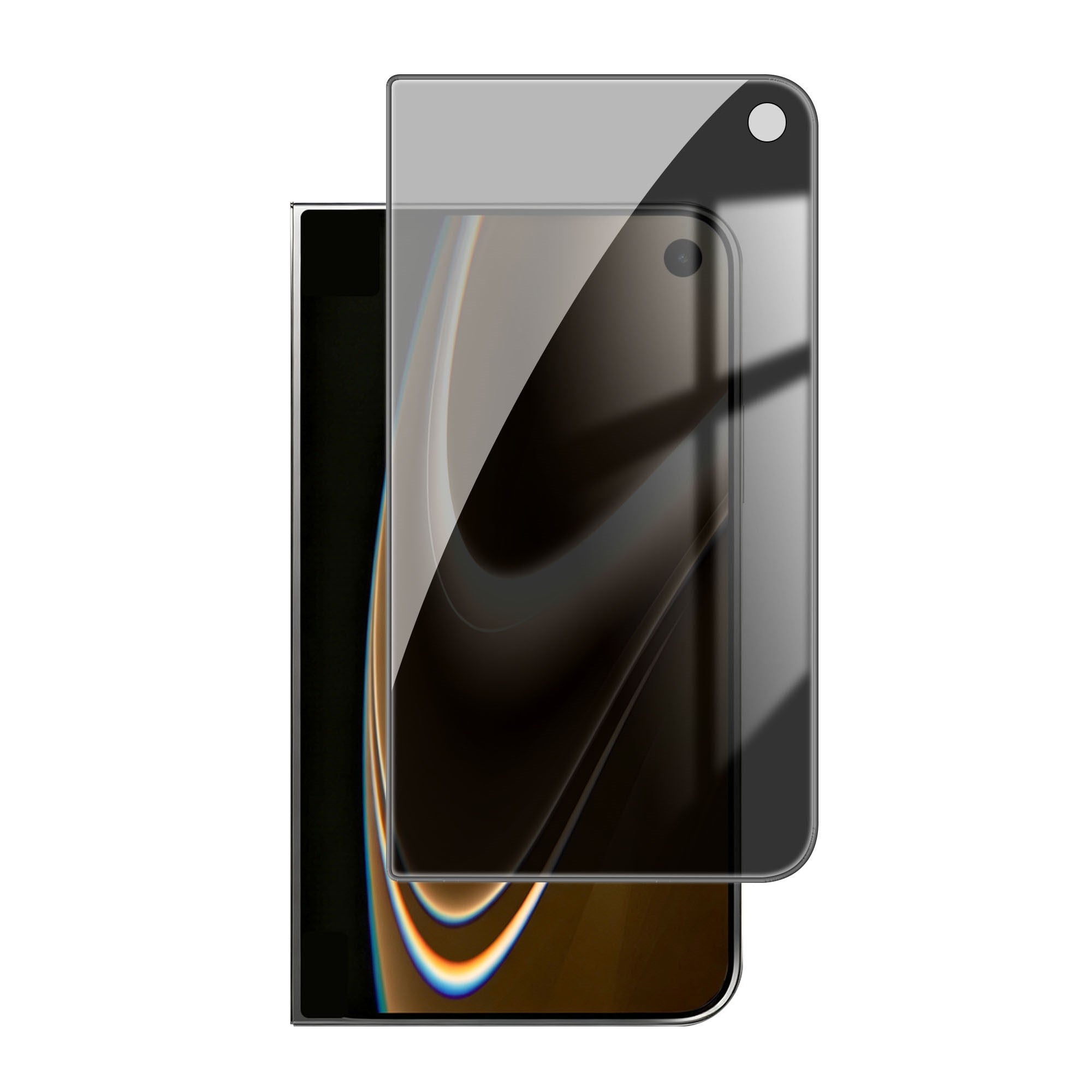 iPhone Fold Skærmbeskyttelse Aluminium-Silicon Glas - Privacy Funktion - Gennemsigtig / Sort Kant