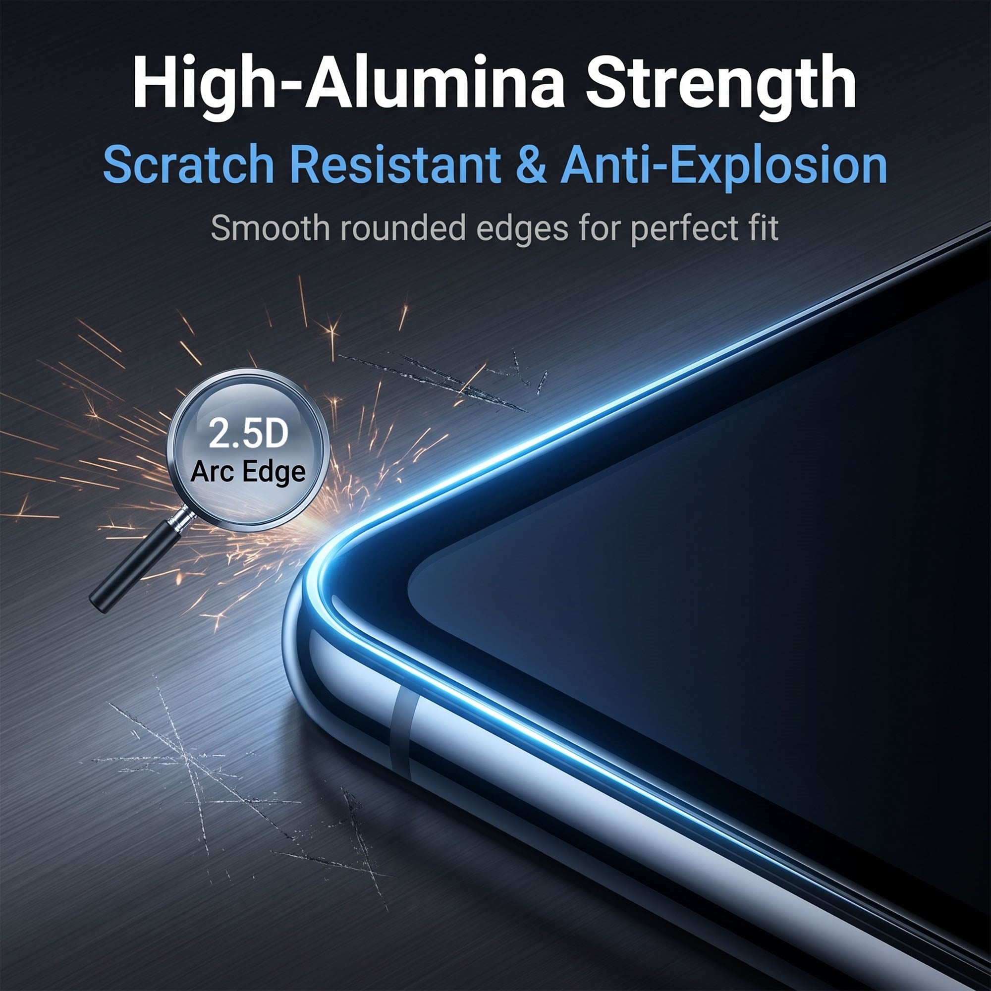 iPhone Fold Skærmbeskyttelse Aluminium-Silicon Glas - Privacy Funktion - Gennemsigtig / Sort Kant