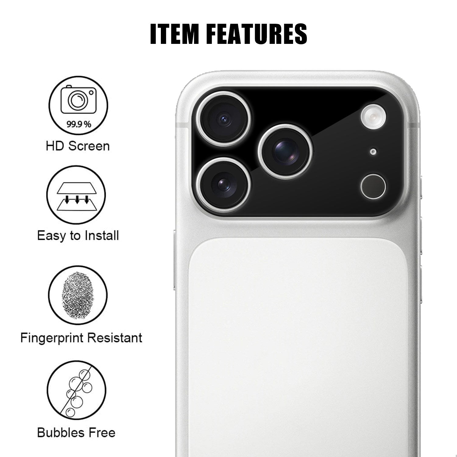iPhone 18 Pro Hærdet Kameralinsebeskyttelsesglas - Sort