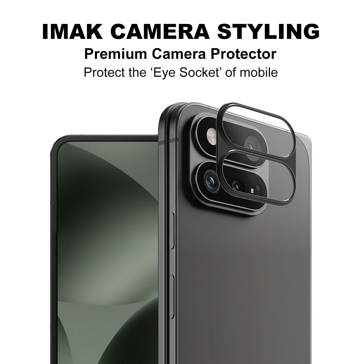 Google Pixel 11 Pro Fold IMAK Kamerabeskyttelsesglas m. Metalkant - Gennemsigtig / Sort Kant