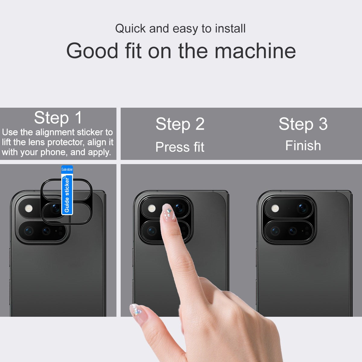Google Pixel 11 Pro Fold IMAK Kamerabeskyttelsesglas m. Metalkant - Gennemsigtig / Sort Kant