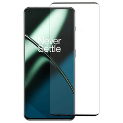 OnePlus 11 / 10 Pro / 9 Pro Arc Edge Hærdet Glas - Case Friendly - Skærmbeskyttelse - Gennemsigtig m. Sort Kant