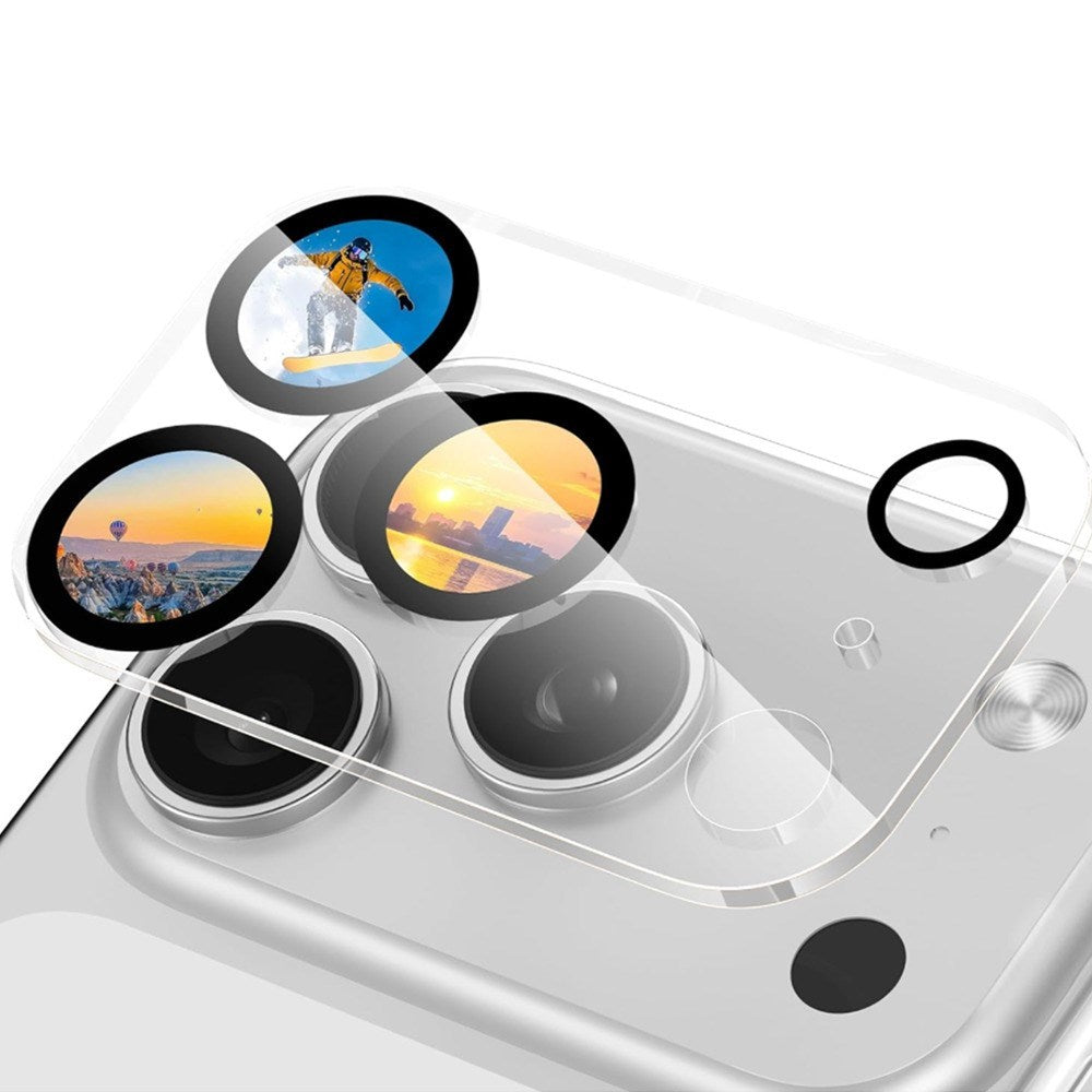 iPhone 18 Pro Max Hærdet Kameralinsebeskyttelsesglas - Gennemsigtig / Sort