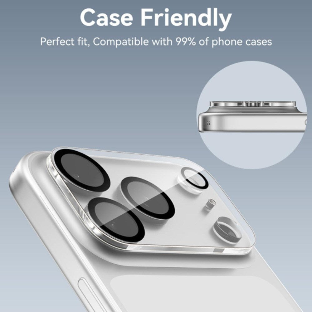 iPhone 18 Pro Max Hærdet Kameralinsebeskyttelsesglas - Gennemsigtig / Sort