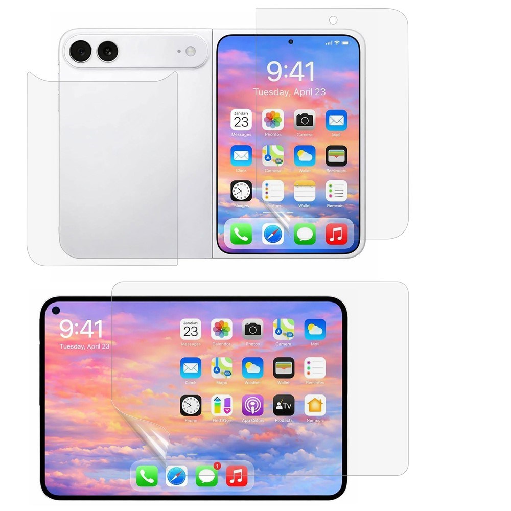 iPhone Fold Skærmbeskyttelsessæt - 3 stk. Film - Gennemsigtig