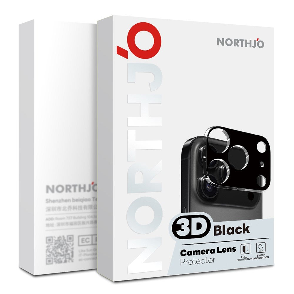 iPhone Fold NORTHJO Hærdet Kameralinseglas - Sort
