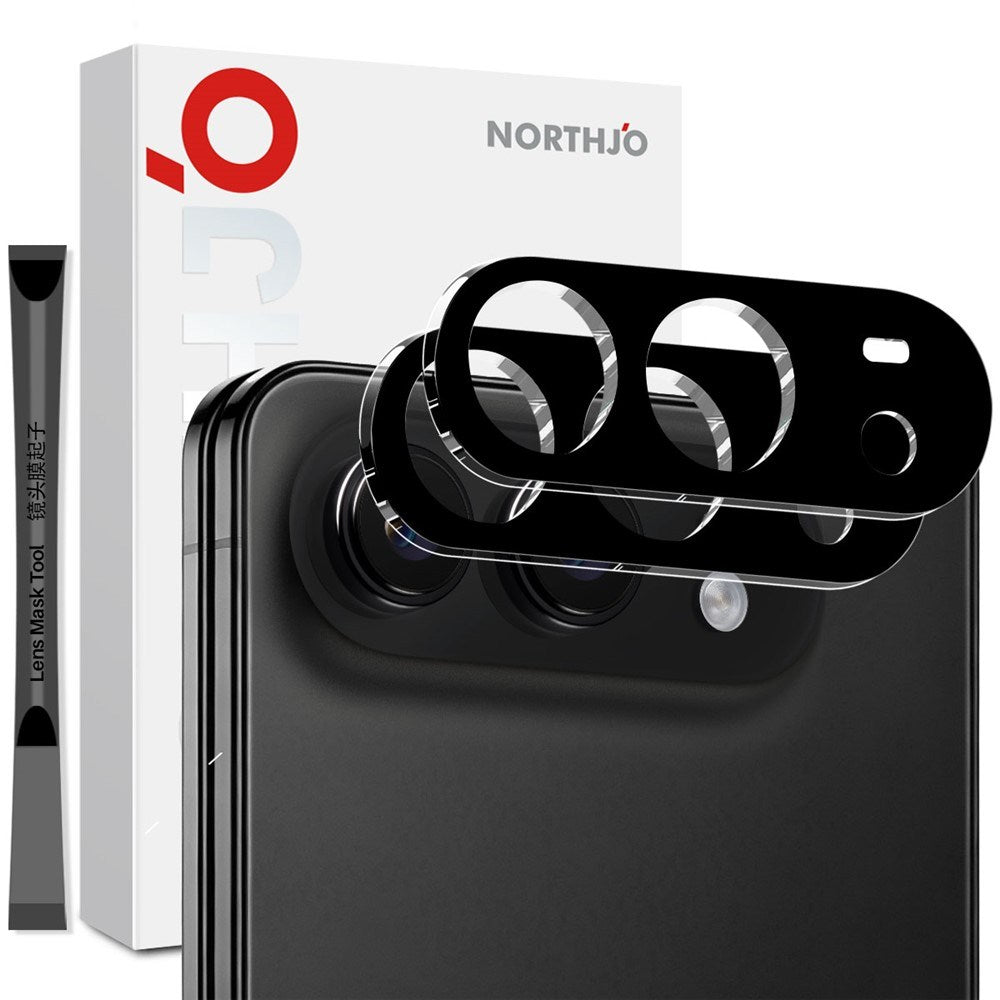 iPhone Fold NORTHJO Hærdet Kameralinseglas - 2 Stk. - Sort