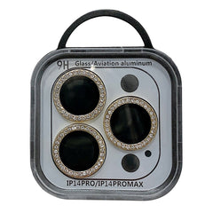 iPhone 14 Pro / 14 Pro Max Kameralinse Beskyttelse m. Rhinsten - Guld