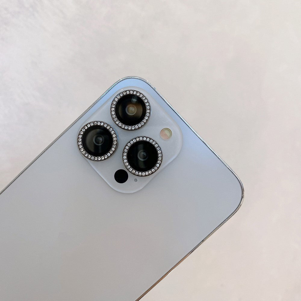 iPhone 14 Pro / 14 Pro Max Kameralinse Beskyttelse m. Rhinsten - Guld