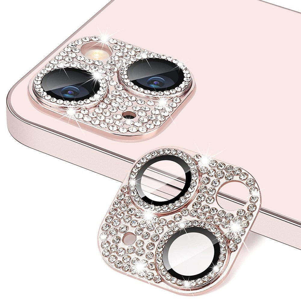 iPhone 13 / 13 Mini Enkay Beskyttelsesglas til Kameralinse m. Rhinsten - Pink
