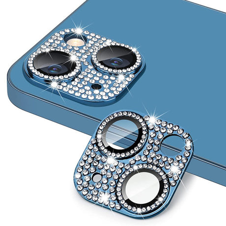 iPhone 13 / 13 Mini Enkay Beskyttelsesglas til Kameralinse m. Rhinsten - Blå