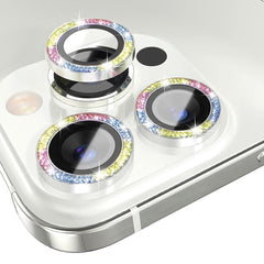 iPhone 13 Pro / 13 Pro Max Kamera Glasbeskyttelse m. Rhinsten - Flerfarvet