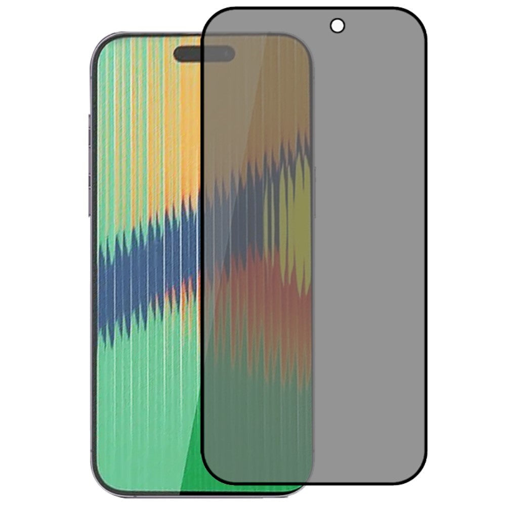 iPhone 15 Pro Max Hærdet Glas m. Privacy - Full-Fit - Skærmbeskyttelse - Sort