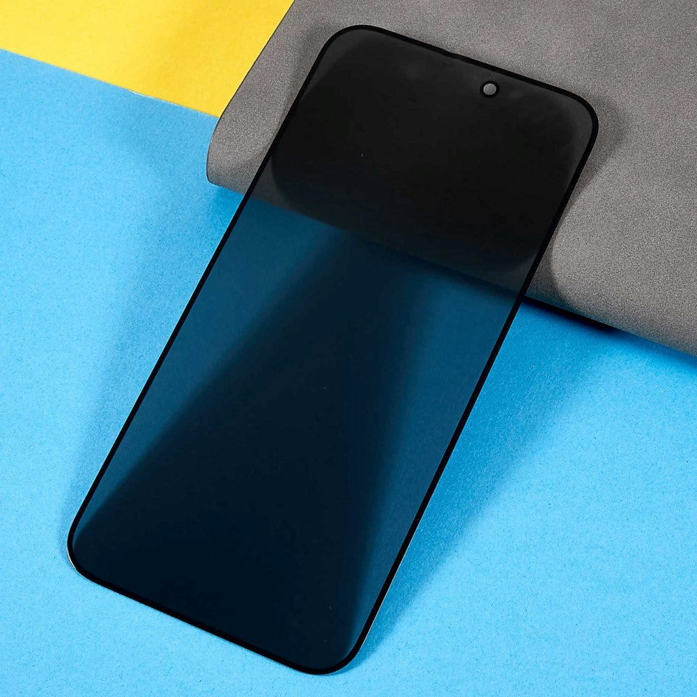 iPhone 15 Pro Hærdet Glas m. Privacy - Full-Fit - Skærmbeskyttelse - Sort Kant