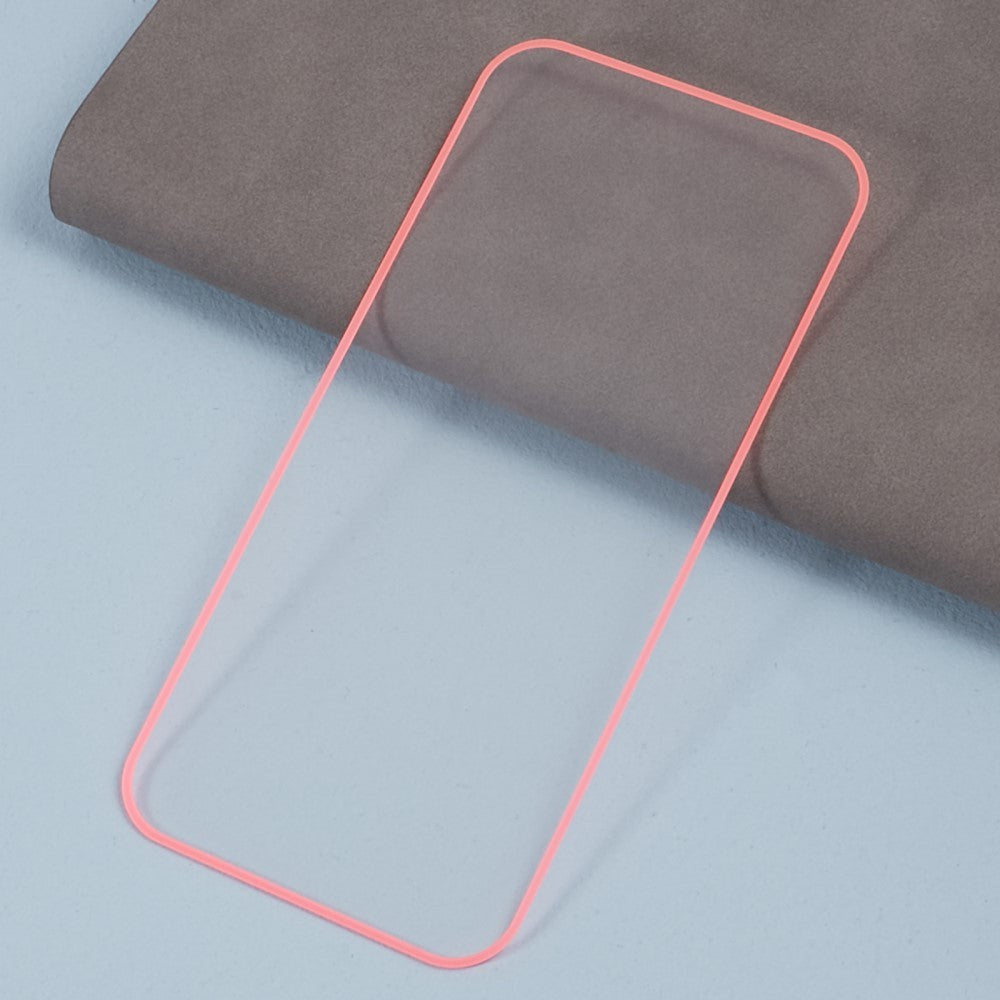 iPhone 15 Plus Hærdet Glas Skærmbeskyttelse - Selvlysende Pink Kant