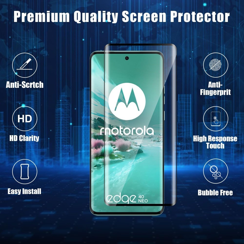 Motorola Edge 40 Neo Hærdet Glas - Full-Fit Skærmbeskyttelse - Sort Kant