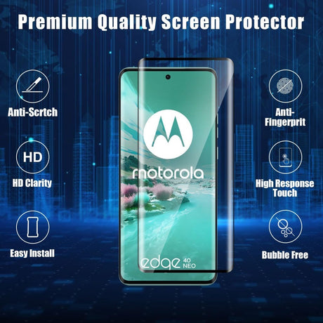Motorola Edge 40 Neo Hærdet Glas - Full-Fit Skærmbeskyttelse - Sort Kant