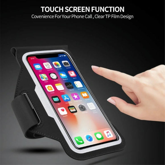 Løbearmbånd til Smartphone m. Lomme og Reflekser (Maks. Mobil: 90 x 170 mm) - Sort
