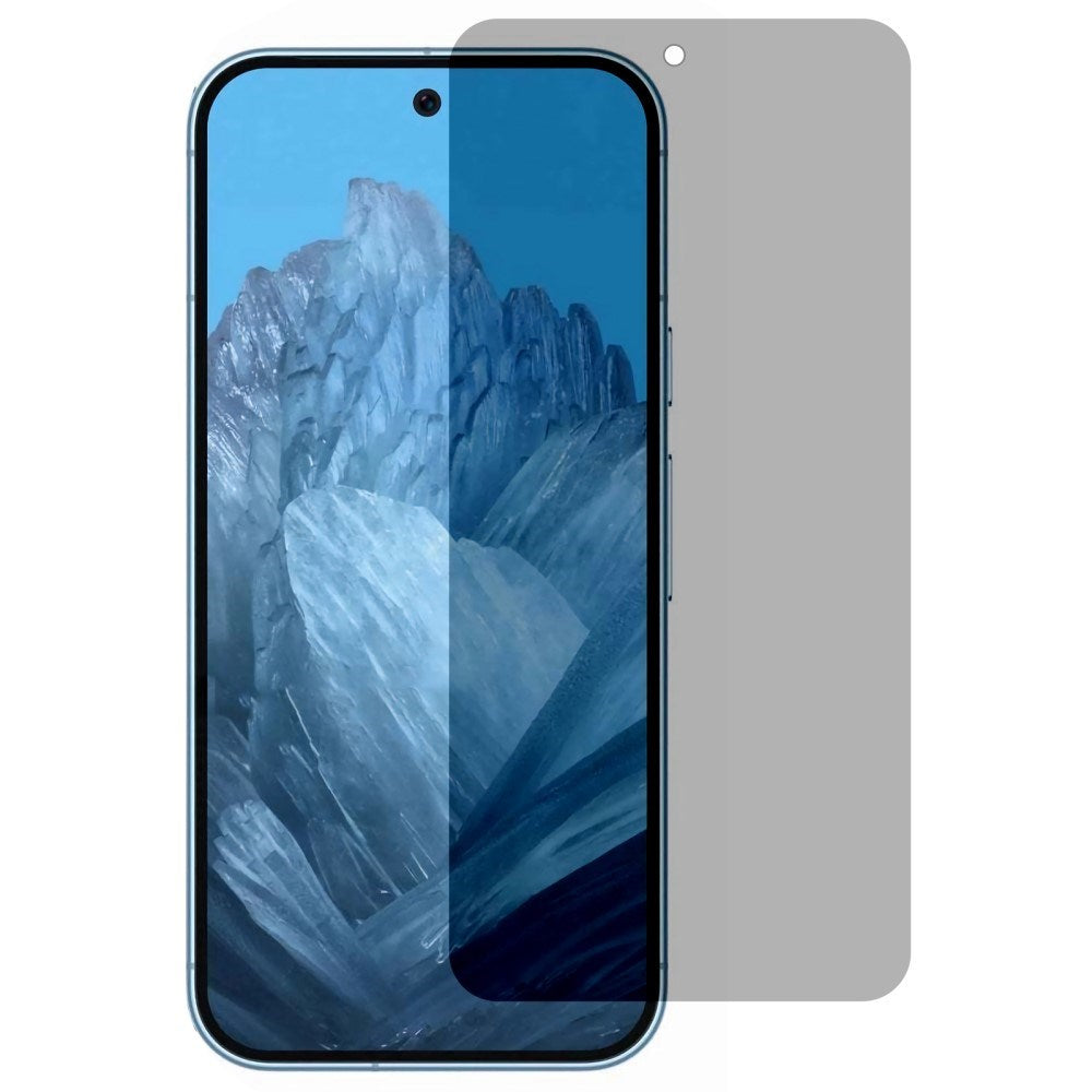 Google Pixel 9 / 9 Pro Skærmbeskyttelse m. Privacy - Hærdet Glas - Full Fit - Gennemsigtig / Sort
