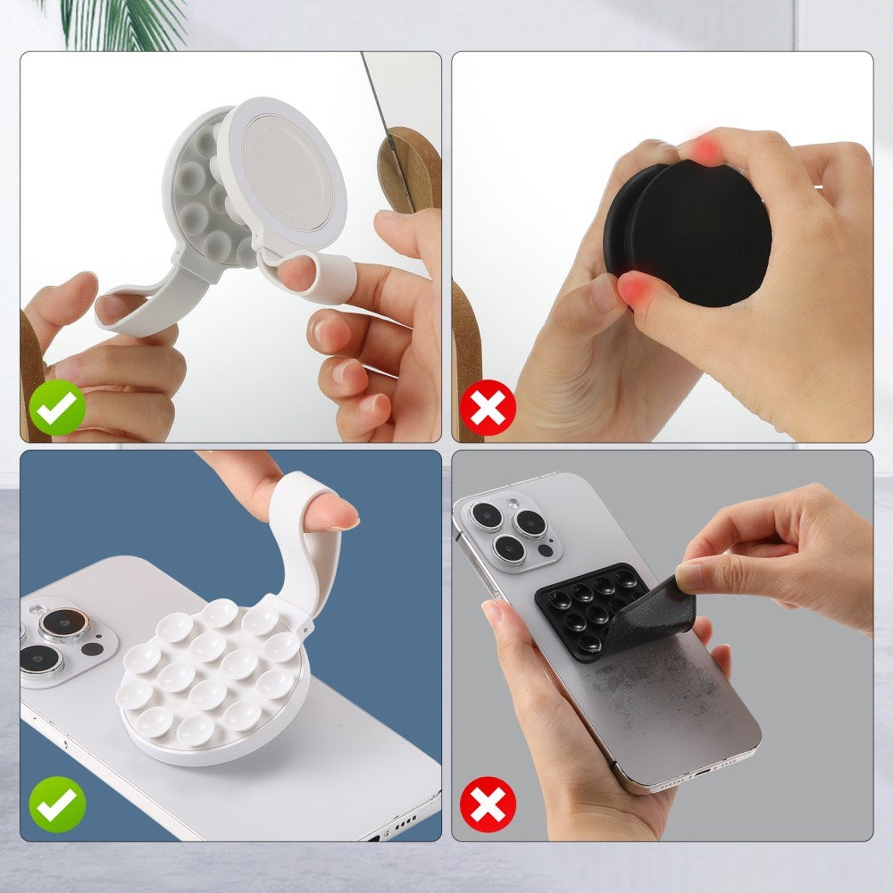 Silikone Sugekop Mobilholder m. Rem - MagSafe Kompatibel - Hvid