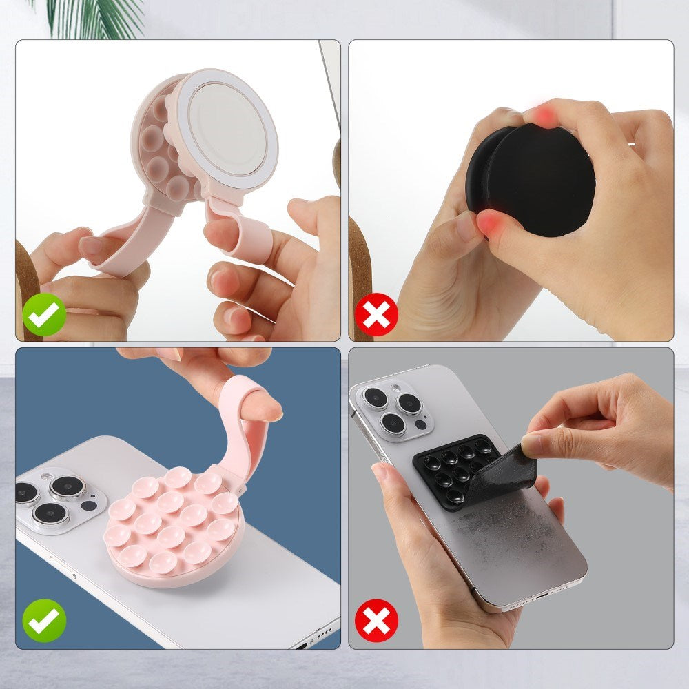 Silikone Sugekop Mobilholder m. Rem - MagSafe Kompatibel - Lyserød