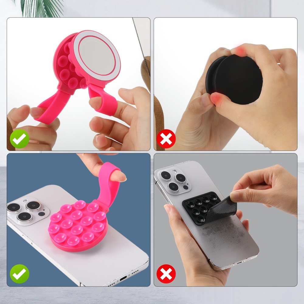 Silikone Sugekop Mobilholder m. Rem - MagSafe Kompatibel - Pink
