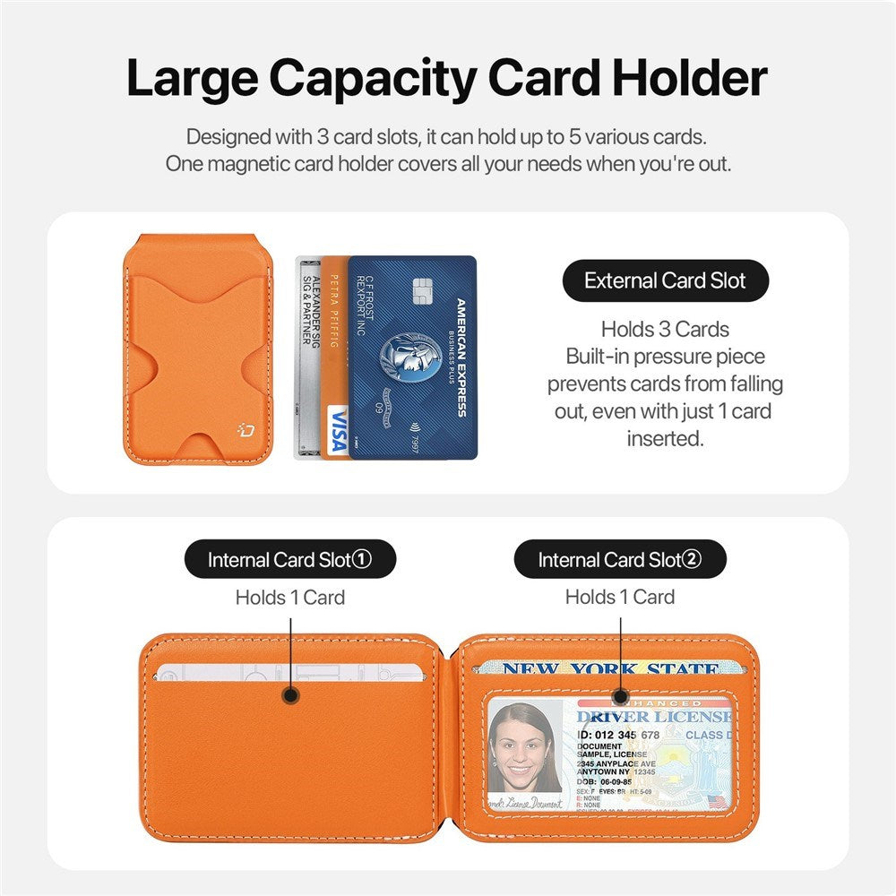 DUX DUCIS Magnetisk Kortholder til 5 Kort m. Ståfunktion - MagSafe Kompatibel - Orange