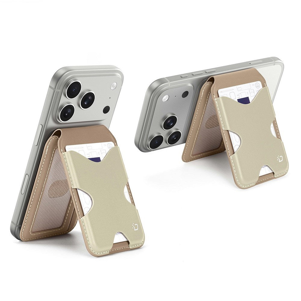 DUX DUCIS Magnetisk Kortholder til 5 Kort m. Ståfunktion - MagSafe Kompatibel - Beige