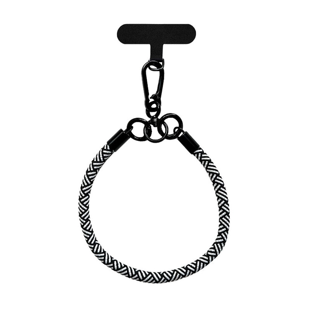Flettet Polyester Håndledsstrop - inkl. Indlægningsplade - 30cm - Sort / Hvid
