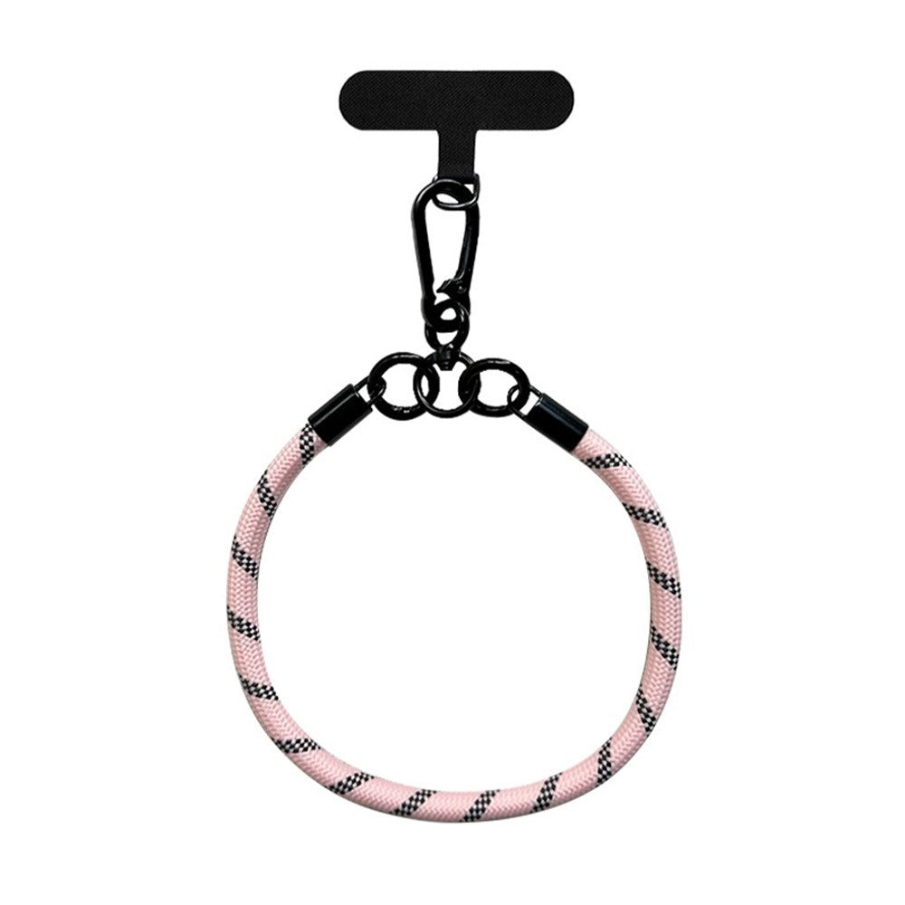 Flettet Polyester Håndledsstrop - inkl. Indlægningsplade - 30cm - Lyserød / Sort