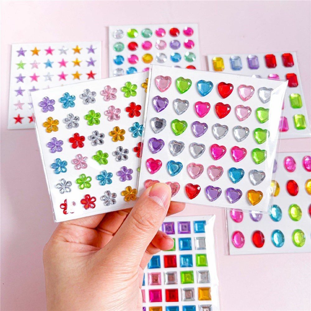 Multifarvet Selvklæbende Krystal 3D Stickers - 20 stk - Ottekantet