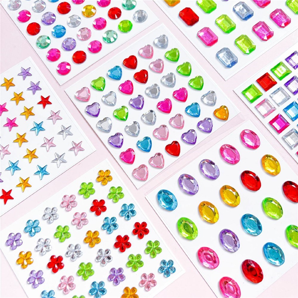 Multifarvet Selvklæbende Krystal 3D Stickers - 24 stk - Dråber