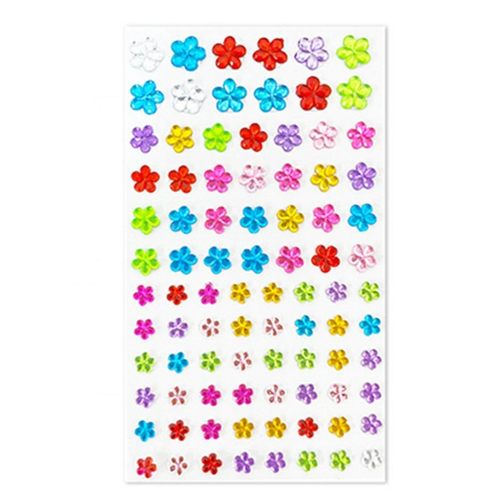 Multifarvet Selvklæbende Krystal 3D Stickers - 88 stk - Blomster