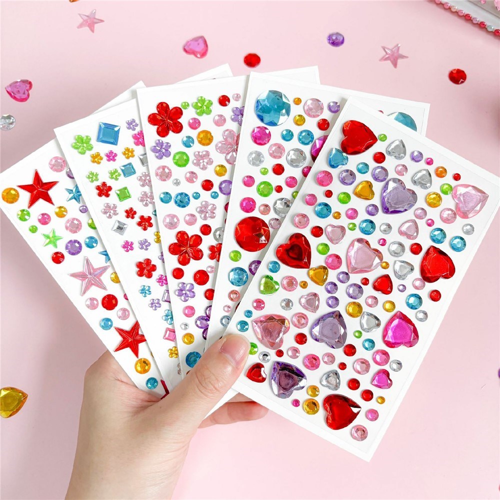 Multifarvet Selvklæbende Krystal 3D Stickers - 88 stk - Firkantet