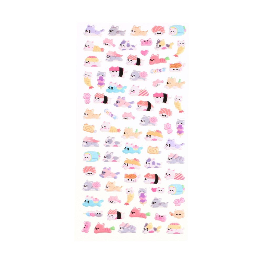 Mini 3D Bubble Foam Stickers til Mobil & Kameraudsnit - Kaniner & Sushi