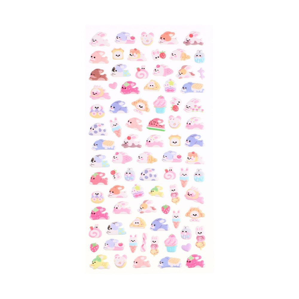 Mini 3D Bubble Foam Stickers til Mobil & Kameraudsnit - Kaniner & Mad