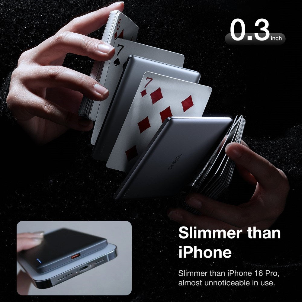 TORRAS MiniMag Power Bank 5.000 mAh - Magnetisk - Grå