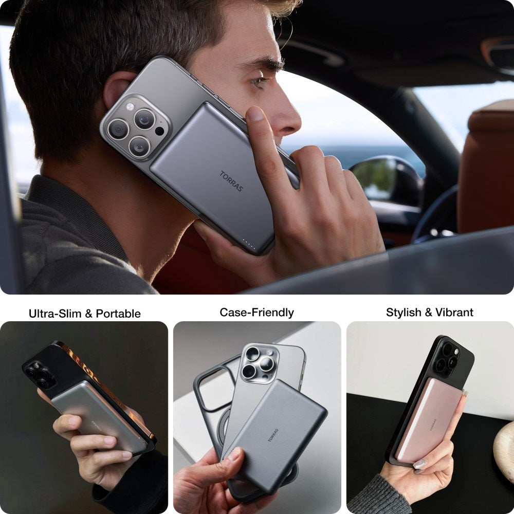 TORRAS MiniMag Power Bank 5.000 mAh - Magnetisk - Grå