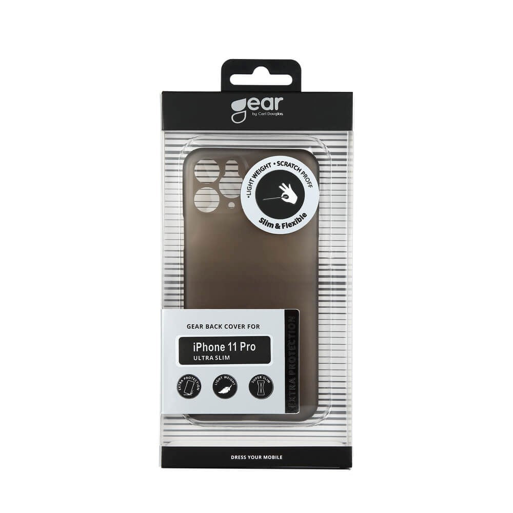 iPhone 11 Pro GEAR Semi Transparent Fleksibelt Plast Cover - Sort