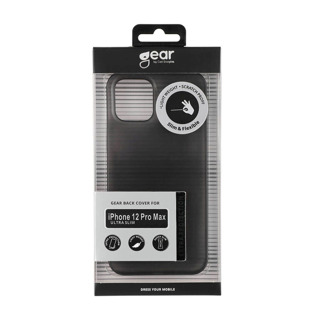 iPhone 12 Pro Max GEAR Semi Transparent Fleksibelt Plast Cover - Sort
